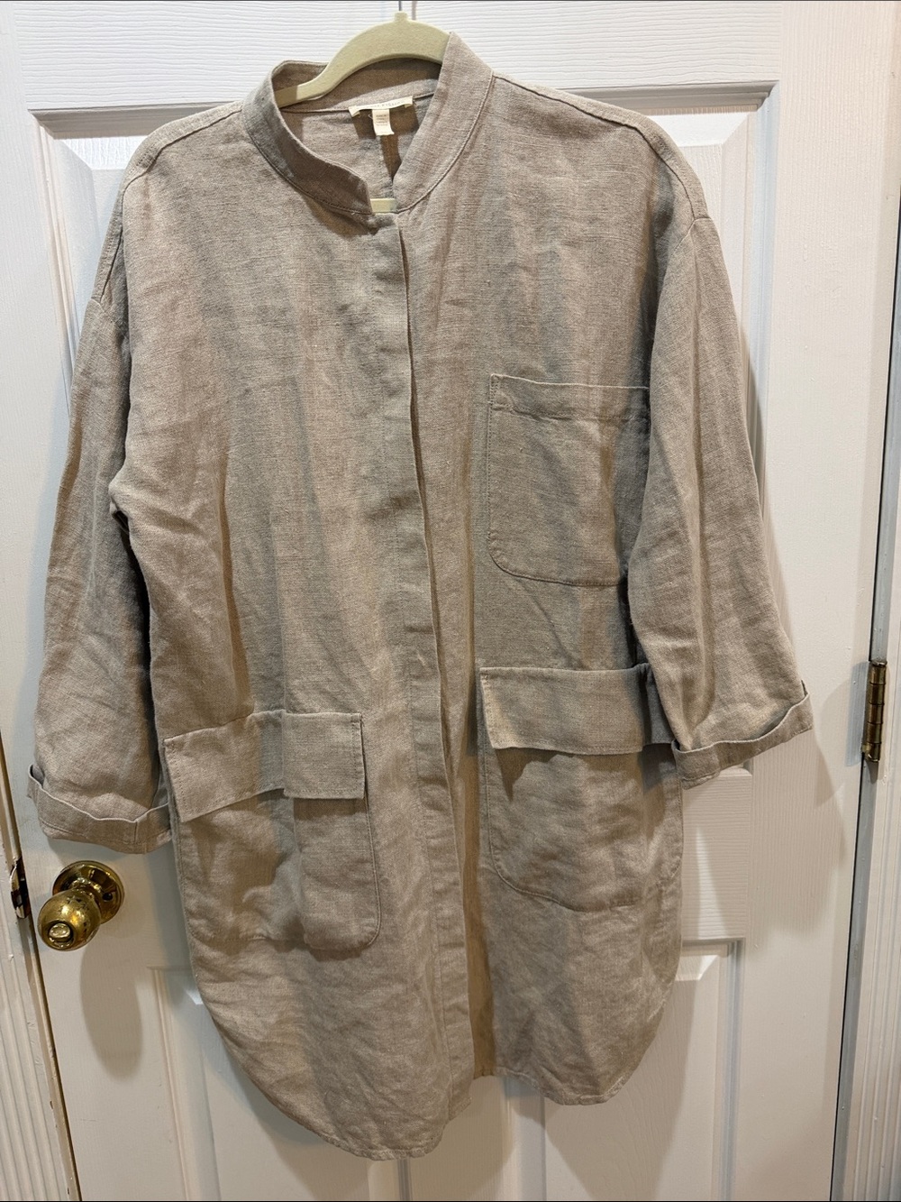 Eileen Fisher Beige Organic Linen Blouse Jacket